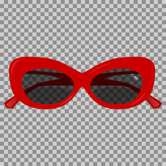 Red sunglasses on a transparent background