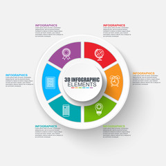 Business 3d infographics vector design template. Can be used for steps, concept with 6 options, parts or processes, workflow, graph, diagram, chart, annual report, marketing icons, info graphics.