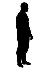Vector, isolated silhouette man standing, black