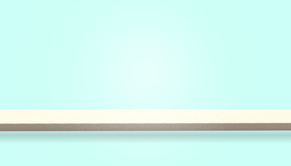 Empty top of wood table or counter isolated on blue background, can be used for display or montage your products
