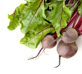 Top view chard with few beetroots as background