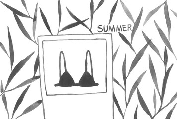 watercolor simple plants bra tree leaf hand drawn black summer lovely