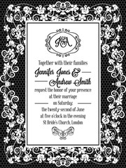 Vintage baroque style wedding invitation card