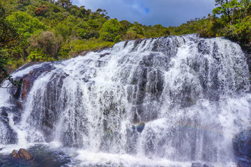 A section of Baker's Falls at Horton Plains National Park in Sri Lanka. Horton Plains National Park is a protected area in the central highlands of Sri Lanka.