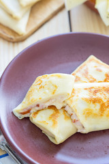 Food, Homemade Crepes with Ham and Cheese, Vertical View