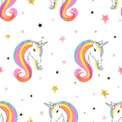 Motif de licornes arc-en-ciel sans soudure. Illustration vectorielle pour la conception des filles