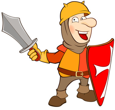  Illustration of a Cute Knight . Cartoon Character 