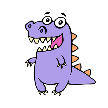 Cute smiling purple croc. Vector illustration.