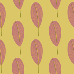 Vector seamless pattern with striped leaves. Trendy leaf print