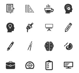 Creative process icons set