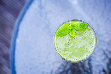 Spinach Smoothie, Top View, Free Space for Text