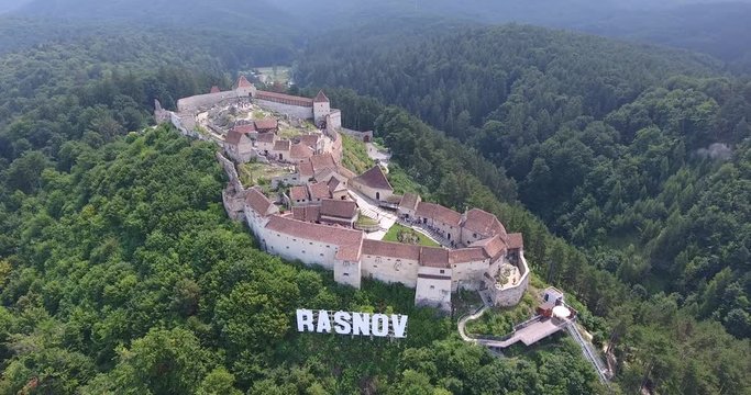 Rasnov Fortress Transylvania aerial video shot with a drone