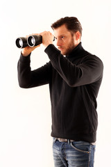 Fototapeta premium Mann mit Fernglas