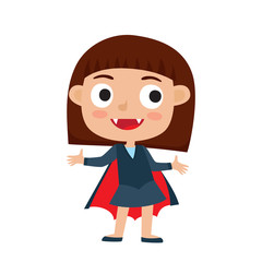 Vector set of cute cartoon kid in colorful halloween costume: va