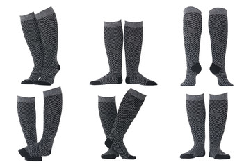 collage of socks in different poses isolated on white