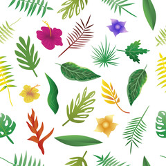 Floral and leaves of summer, Natural Seamless Pattern.