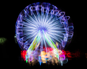 Blurred giant wheel, ferris at night