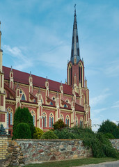 Obraz premium Catholic Church in Gothic style in Gervyaty . Belarus