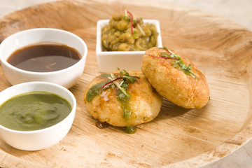 Aloo tikki or fried potato balls or chaat