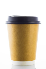 paper coffee cups on white background 