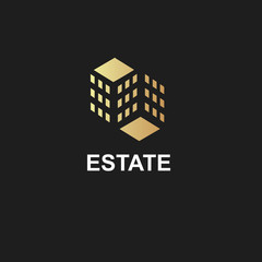 Real Estate Construction Logo design vector template.Commercial office property business center Financial Logotype. Corporate Finance Resort identity icon.