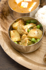 Fried Potato, Cauliflower with Peas