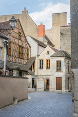 Fototapeta premium View of the street, where you find the lucky owl of Dijon, Burgundy, France