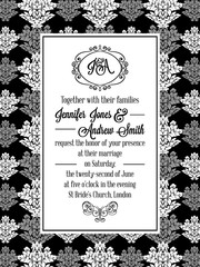 Damask victorian brocade pattern invitation 