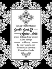 Damask victorian brocade pattern invitation 