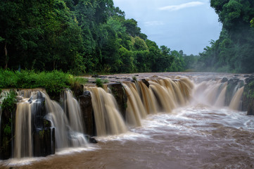 Tad Pha Suam Waterfall in rain season at Bachiang ,Laos