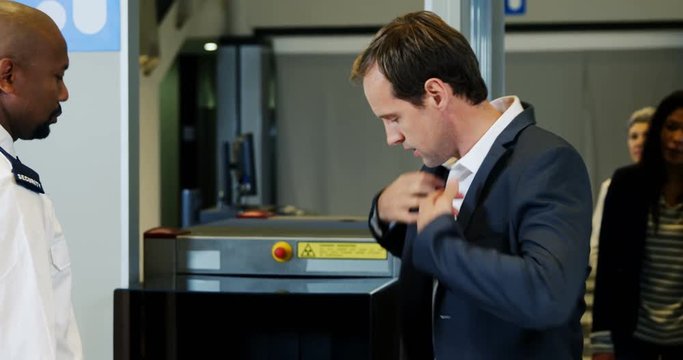 Passenger going through a airport security check