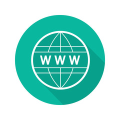 Global network flat linear long shadow icon