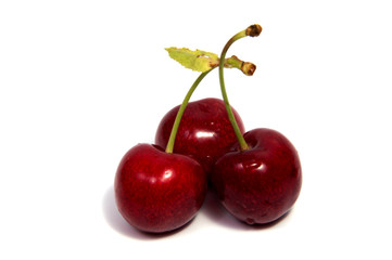 Fototapeta na wymiar Cherry red fruit on white background isolated