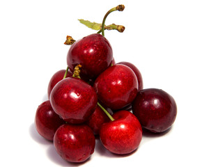 Cherry red  fruit on white background isolated