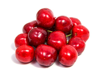 Cherry red  fruit on white background isolated