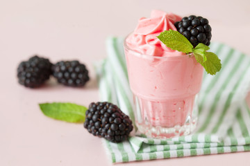 Soft homemade whipped berry ice cream