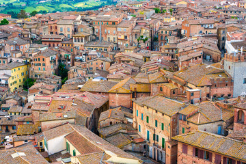 Aerial view old centre town Siena