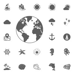 Vector globe icon of the world
