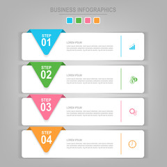 Infographics template of four steps on squares