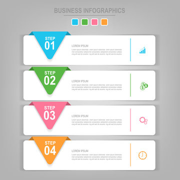 Infographics template of four steps on squares