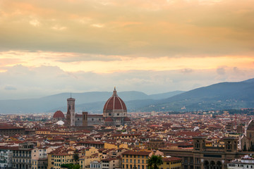 Golden sunset over  Florence, Italy