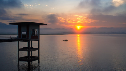 Pumping plant in the reservoir, Bangphra, Thailand