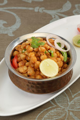 Chole with puri or Chana Masala with Puri Indian Food