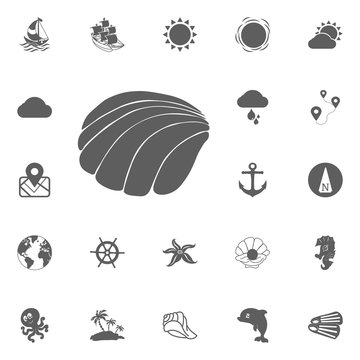 shell icon sea marine silhouette ocean symbol sign nature .