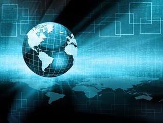 Best Internet Concept of global business. Globe, glowing lines on technological background. Wi-Fi, rays, symbols Internet, 3D illustration