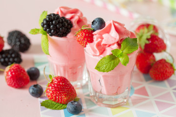 Soft homemade whipped berry ice cream