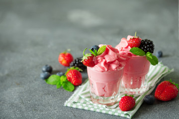 Soft homemade whipped berry ice cream