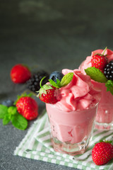 Soft homemade whipped berry ice cream