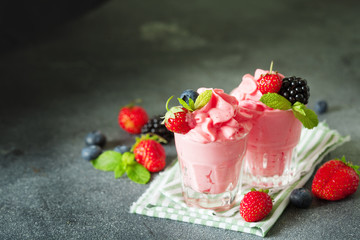 Soft homemade whipped berry ice cream