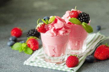 Soft homemade whipped berry ice cream